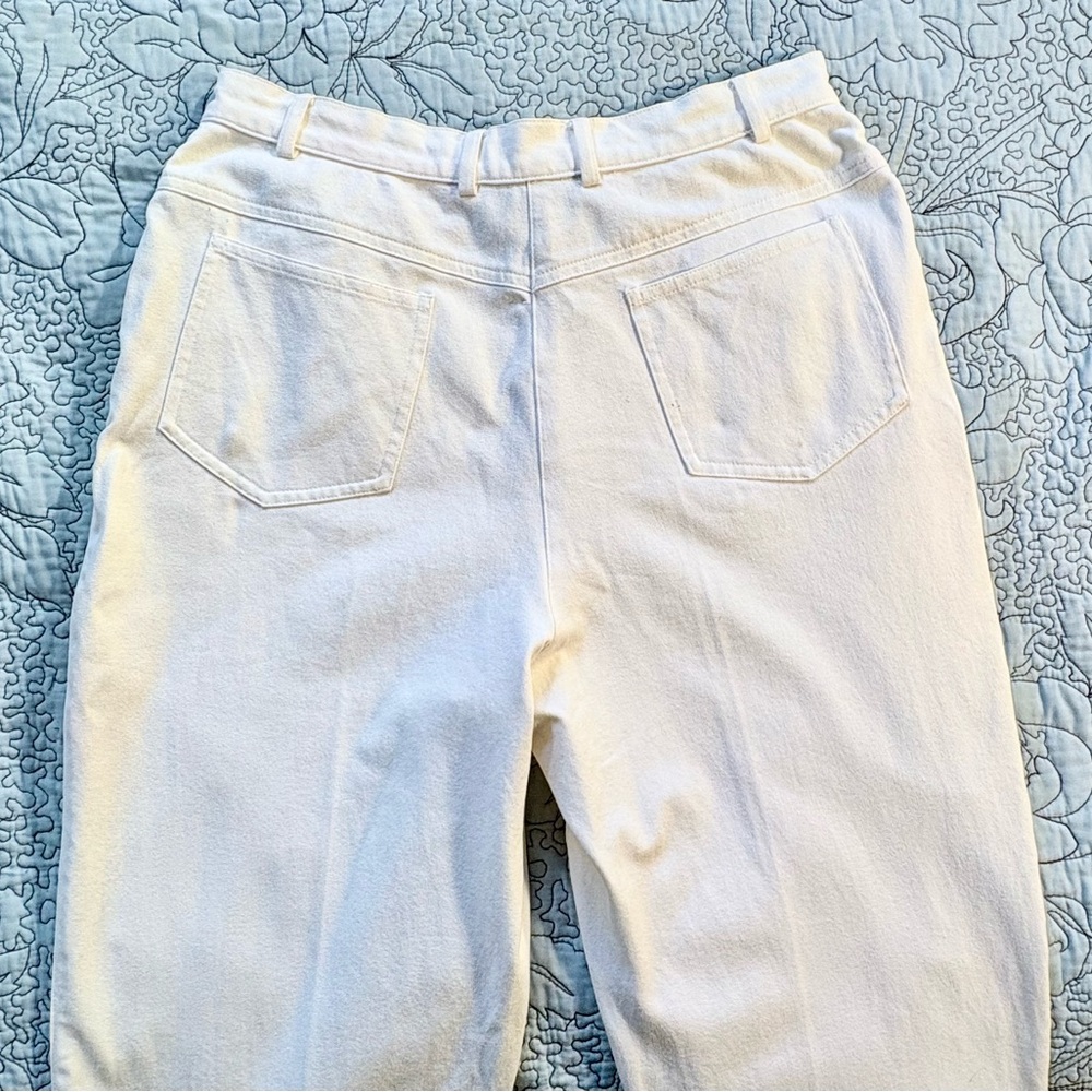 St. John Sport by Marie Gray Cream Cotton Blend Straight Leg Trousers Sz 10💚 - Picture 6 of 12